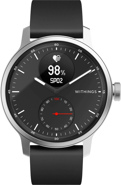 Withings ScanWatch 42mm Bluetooth Kunststoffarmband schwarz Edelstahlgehäuse silber