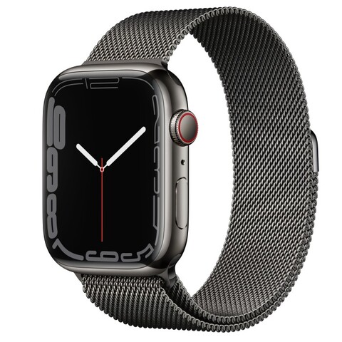 Apple Watch Series 7 45mm GPS Cellular Milanaise Armband graphit Edelstahlgehäuse graphit