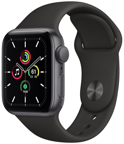 Apple Watch SE 44mm GPS Sportarmband mitternacht Aluminiumgehäuse spacegrau