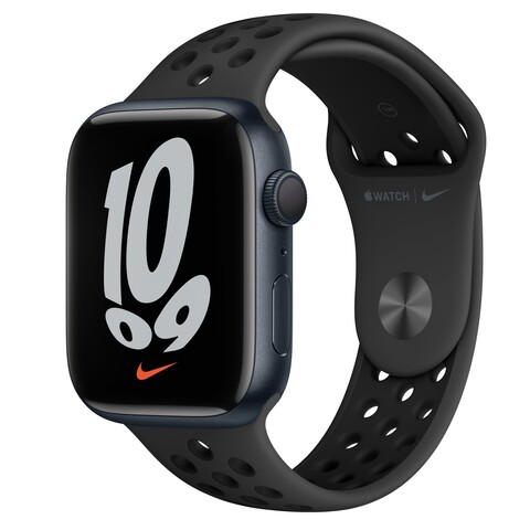 Apple Watch Series 7 Nike 45mm GPS Sportarmband schwarz Aluminiumgehäuse mitternacht