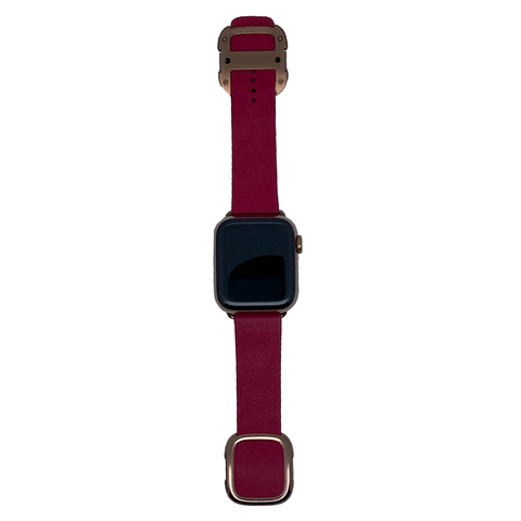 Apple Watch Series 5 40mm Cellular Lederarmband raspberry Edelstahlgehäuse gold