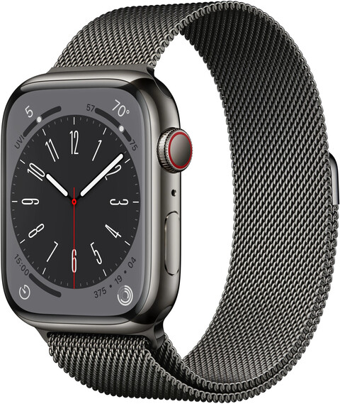 Apple Watch Series 8 45mm Cellular Milanaise Armband graphit Edelstahlgehäuse graphit 