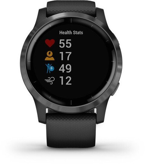 Garmin vívoactive 4 45mm Bluetooth Silikonarmband schwarz Edelstahlgehäuse grau