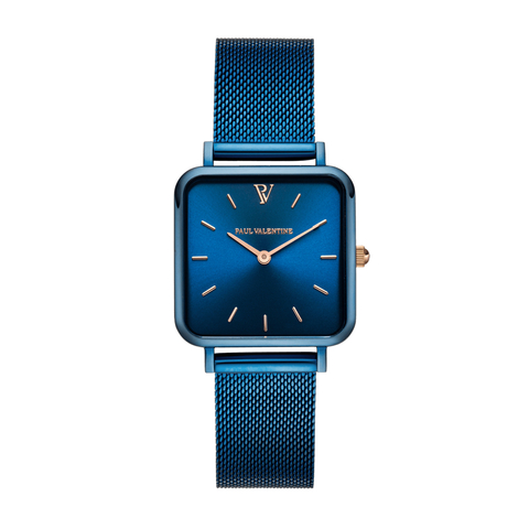 Refurbished PAUL VALENTINE Damen Armbanduhr Glossyedge Blue Mesh Gehäuse 28 mm für 153.00 EUR