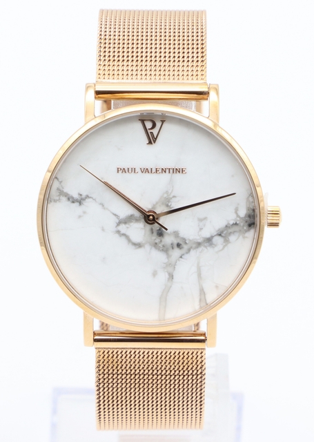 Paul Valentine Damenuhr 36mm Mesh Roségold Weiß Marmor - Sehr gut