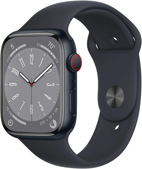 Apple Watch Series 8 45mm Cellular Sportarmband mitternacht Aluminiumgehäuse mitternacht