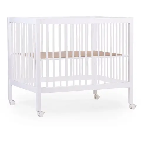 Childhome Laufgitter 97 Buche Weiß, 75x95 cm + Räder