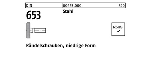 Rändelschraube DIN 653 niedrige Form M3 x 16 Stahl