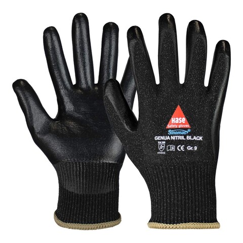 Hase Genua Nitril Black Schnittschutzhandschuhe Größe 10 - Neu