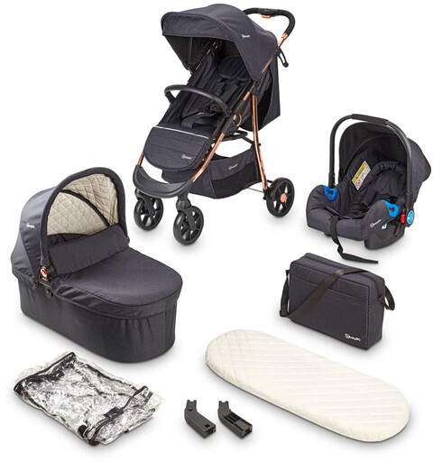 BabyGo Kinderwagen Style 3in1 Black Rosegold