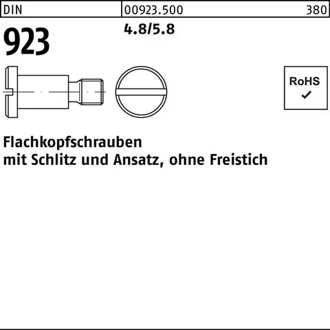 Flachkopfschraube DIN 923 Schlitz/Ansatz M8x12x11,0 4.8/5.8 100 Stk - Neu