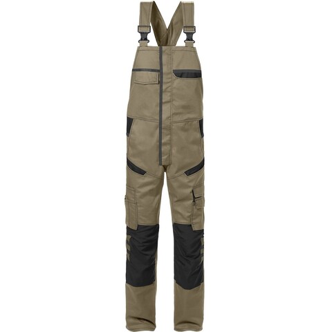 Fristads Latzhose 1555 STFP Khaki/Schwarz – Arbeitslatzhose mit Stretch - Neu