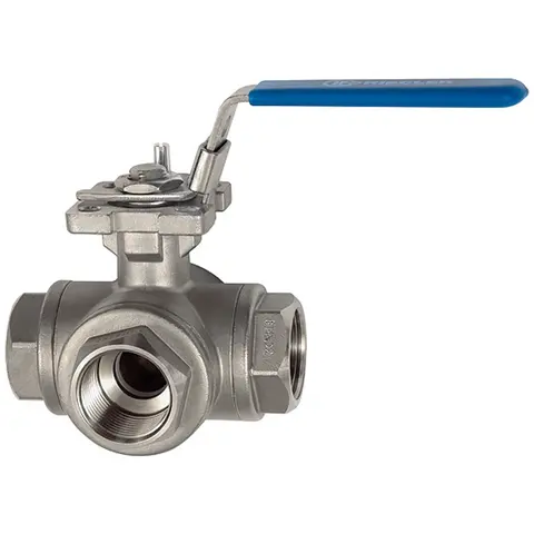 RIEGLER 3-Wege-Kugelhahn L-Bohrung Edelstahl 1.4408 G1.1/4 DN32 - Neu