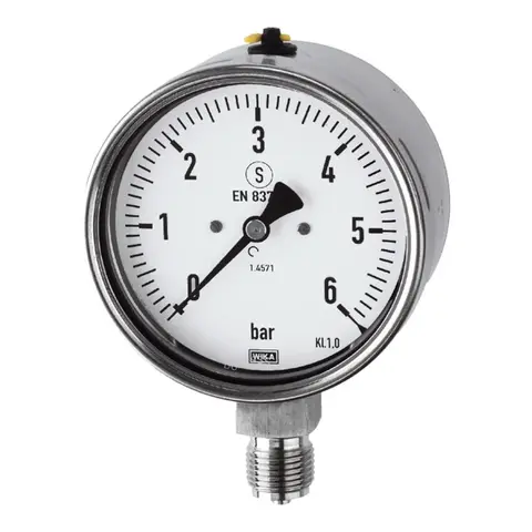 Riegler Sicherheitsmanometer CrNi-Stahl G 1/4 radial unten 0-2,5 bar Ø 63 - Neu