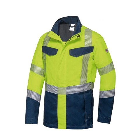 BP® Leichte Warnschutz-Multinorm-Jacke APC1 – Warngelb/Nachtblau - Neu
