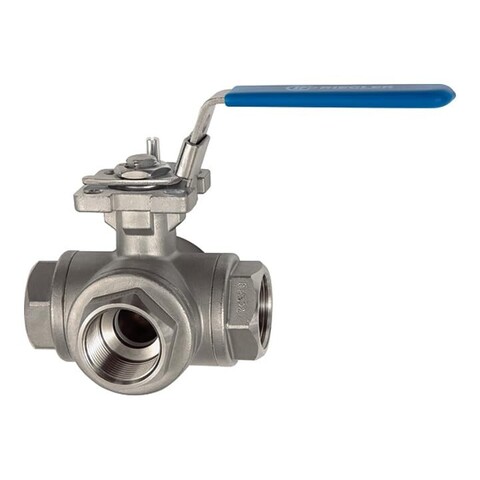 Riegler 3-Wege-Kugelhahn T-Bohrung Edelstahl 1.4408 G 1/2 DN 15 - Neu