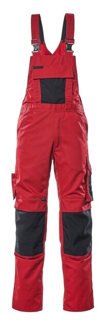 Mascot Augsburg Latzhose mit Knietaschen, Rot/Schwarz, Größe 76C46 - Neu
