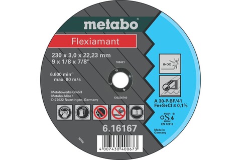 [616167000] - Metabo Flexiaman T 230X3,0X22,23 Inox Trennsche