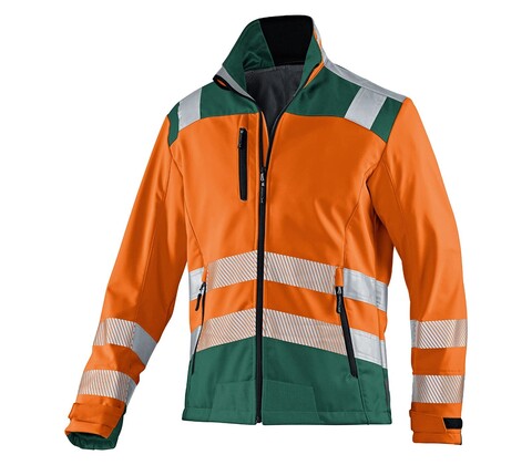 Kübler REFLECTIQ Softshelljacke 1507 Warnorange/Moosgrün M - Neu