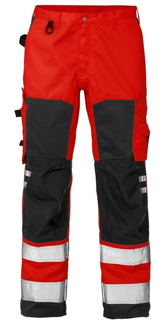 Fristads High Vis Hose Kl. 2 2026 PLU Warnschutz-Rot/Schwarz C152 - Neu