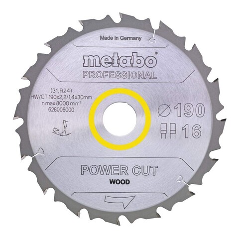 Metabo Kreissägeblatt Power Cut Wood Professional 190x20 Z14 WZ 25° - Neu