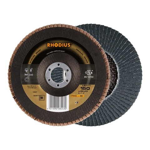 Rhodius LSZ F1 Fächerschleifscheibe 150 x 22,23 mm K80 Proline - Neu