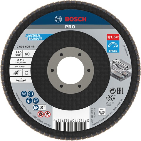 Bosch Fächerschleifscheibe X571 Best for Metal gewinkelt 115 mm 60 - Neu