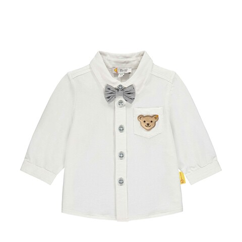 Steiff Langarmhemd bright white – Elegantes Kinderhemd mit Fliege - Neu