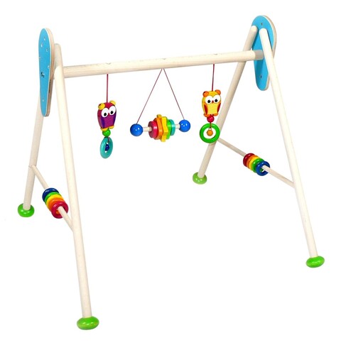 HESS Baby-Gym Eule 13376 – Holz-Spielbogen für Babys, höhenverstellbar - Wie neu