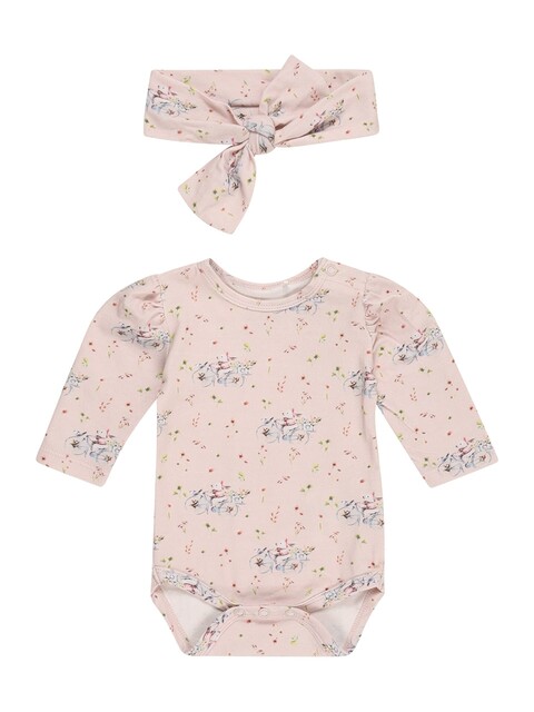 Hust & Claire Langarmbody Bernice Peach Skin – Babybody mit Blumenprint - Neu