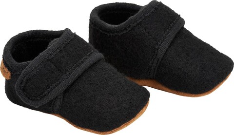 EN FANT Baby Wollhausschuhe Schwarz – Warme Babyschuhe aus Wolle - Neu