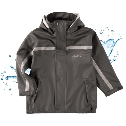 BMS Kinder Regenjacke Größe 92 Cool Grey – 100% wasserdicht, OekoTex 100 - Neu