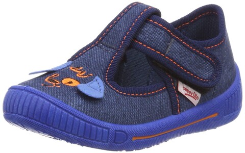 Superfit Jungen Hausschuh Bully Blau Größe 18 – Bequemer Klettverschluss - Neu