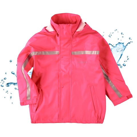 BMS Kinder-Regenjacke pink Größe 80 – 100% wasserdicht, abnehmbare Kapuze - Neu