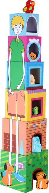 Small Foot Stapelwürfel mit Figuren Haustiere – Holzspielzeug für Kinder - Neu