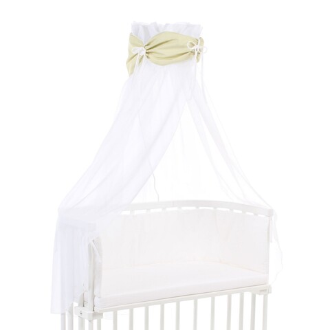 babybay Himmelstoff lindgrün Punkte weiß