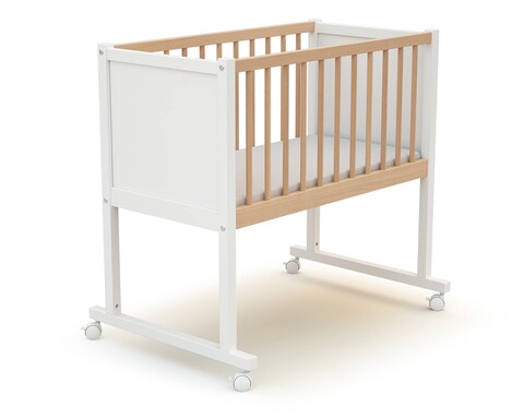 AT4  Wiege CONFORT 40 x 80 weiss und Buche lackiert