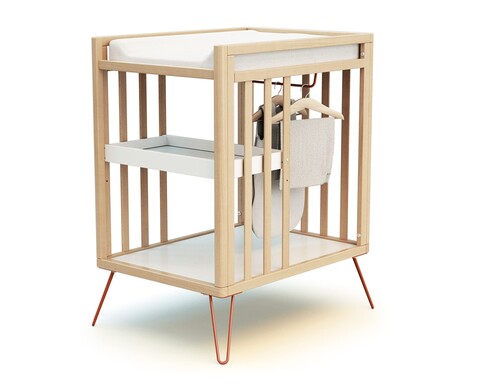 Jurababy Doppel-Wickeltisch aus Holz mit zwei Ablagen terrakotta