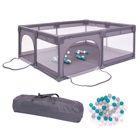 BabyGo Playpark Laufgitter 150x180 cm grau