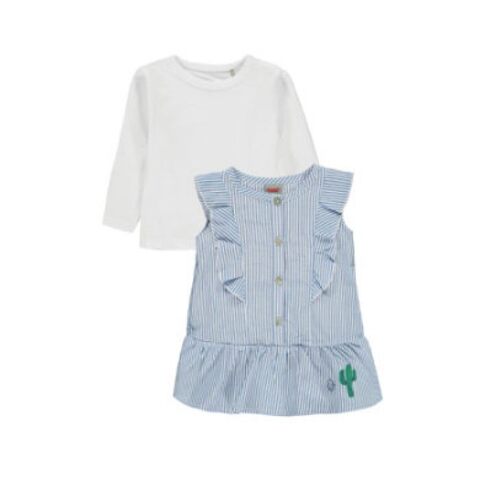 KANZ Mädchen-Set 2-teilig Kleid & Langarmshirt gestreift, mehrfarbig - Neu