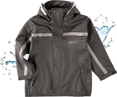 BMS Kinder-Regenjacke Buddel cool grey Größe 122 – 100% wasserdicht - Neu