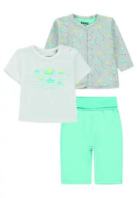 Kanz Jungen 3-teiliges Set mit Allover-Print, mehrfarbig - Neu