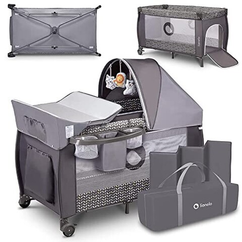 lionelo Reisebett Sven Plus  Grey Scandi