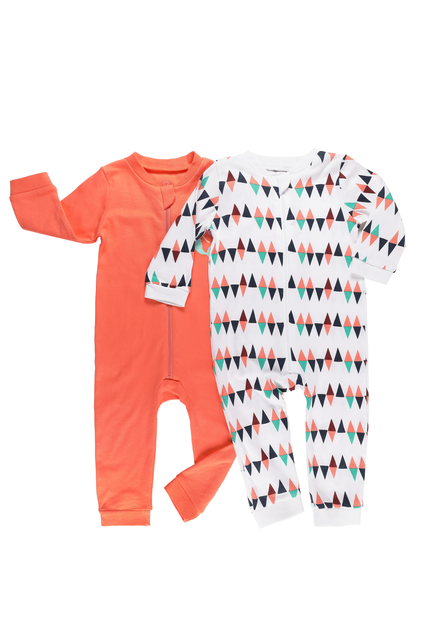pink or blue Schlafoverall 2er Pack orange/weiß
