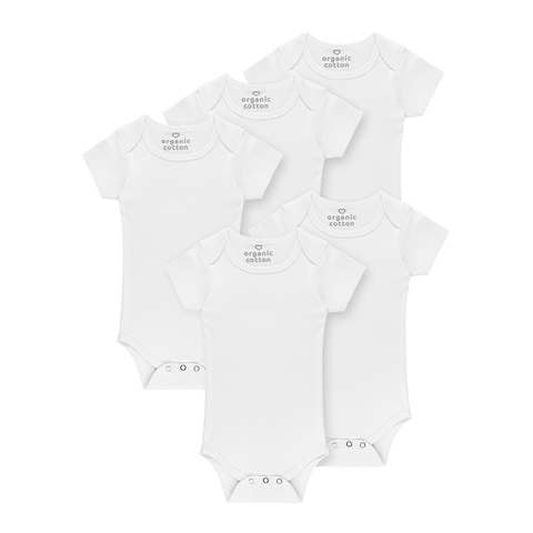 Kindsgard Body 5er-Pack Kurzarm Weiß – Bequeme Baby-Bodys für den Alltag - Neu