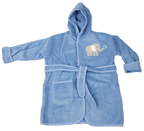 HÜTTE & CO Bademantel airblue – 100% Baumwolle, Elefanten-Motiv - Neu