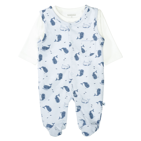 Staccato Baby Strampler-Set sea blue gemustert - Neu