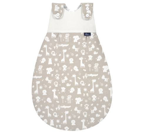 Alvi Babymäxchen Außensack Zootiere taupe – Schlafsack für Babys - Sehr gut