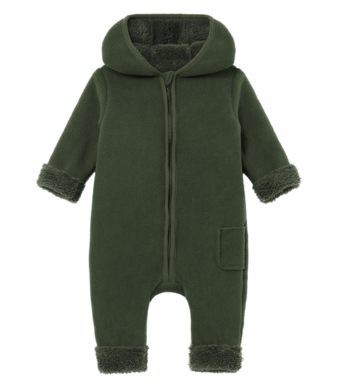 kindsgard Fleece Overall kuddel oliv – Kuscheliger Babyanzug - Wie neu