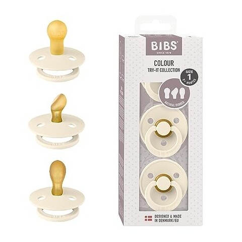 BIBS Schnuller Try-it Colour 3er Pack Ivory – 3 Saugerformen für Babys - Neu